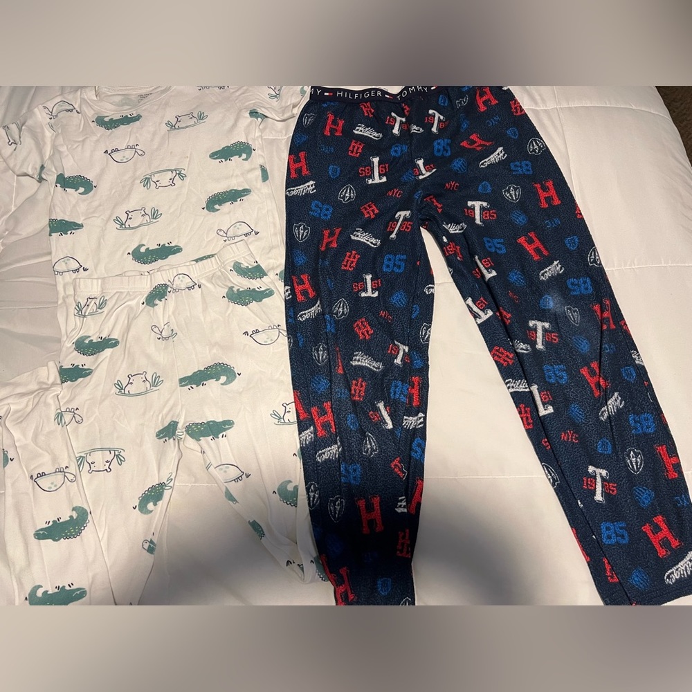 Carters cotton pajamas and tommy Hilfinger warm pajama pants